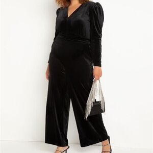 ELOQUII Velvet elegant jumpsuit plus size
